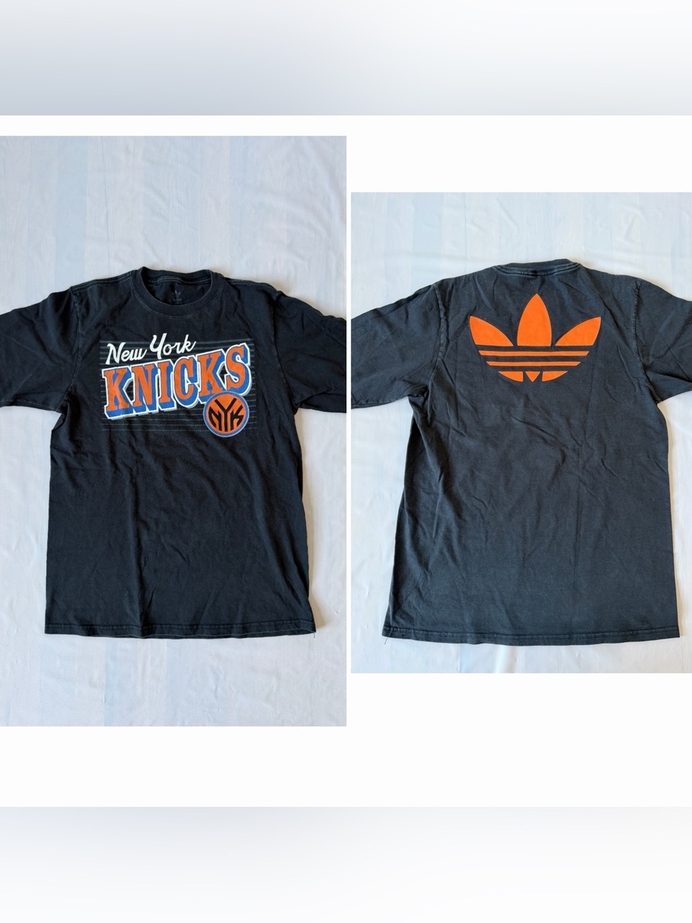 Adidas Originals New York Knicks Big Trefoil Graphic Tee Black Cotton Size S